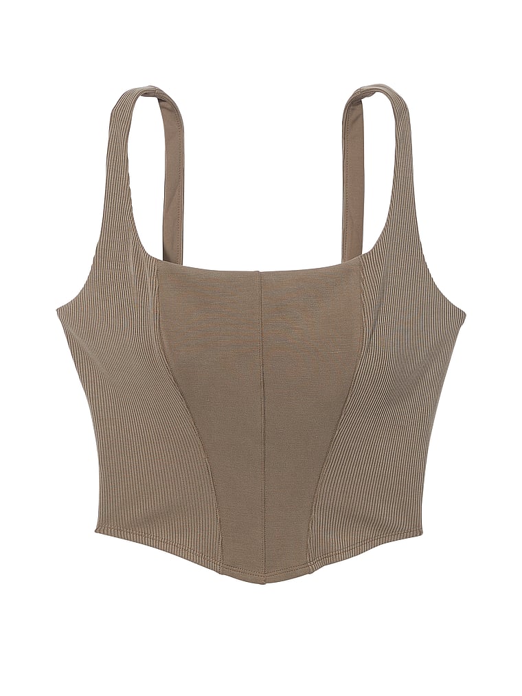 Tank Top Stile Corsetto Sandwashed, Terra Olive, large