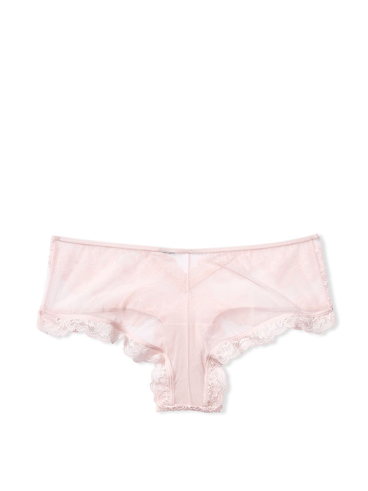 Slip Sgambato In Pizzo E Rete Trasparente Con Cut-out, Sheer Pink, large