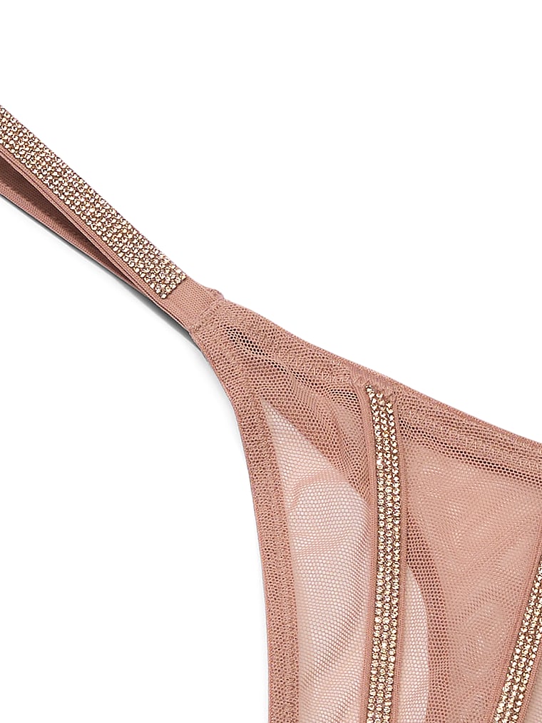 Tanga In Tessuto Trasparente Con Dettagli Luminosi, Almond Beige, large