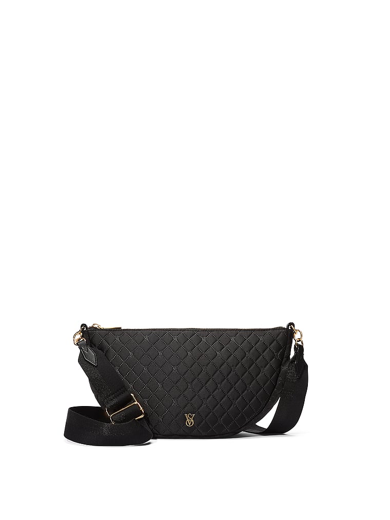 Sling Bag Con Tracolla, Black Satin, large