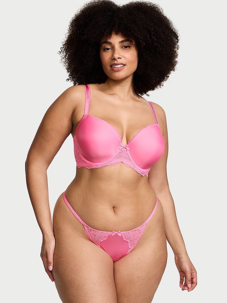 Tanga Con Finiture In Pizzo, Tickled Pink, large