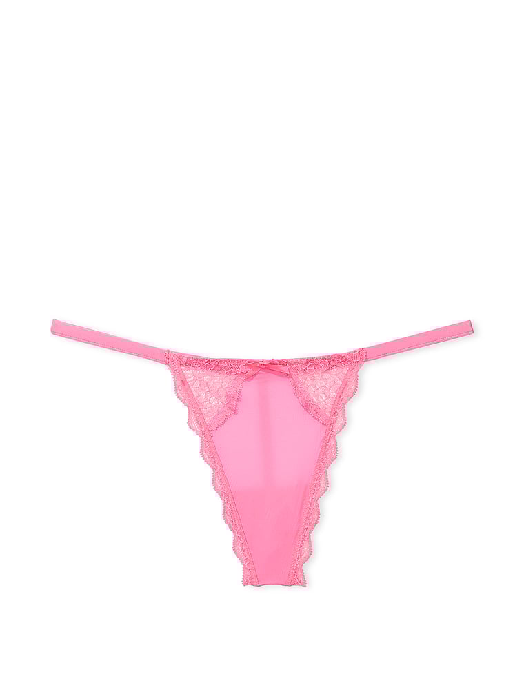 Tanga Con Finiture In Pizzo, Tickled Pink, large