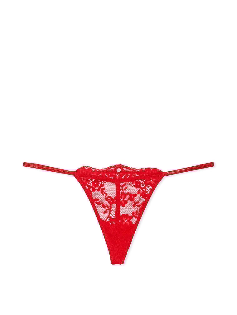 Tanga In Pizzo Con Fianchetti Scintillanti, Bright Vermillion, large