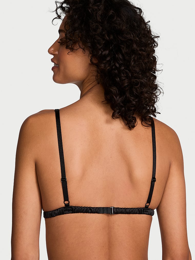 Bralette A Triangolo Trasparente Con Strass, Black, large