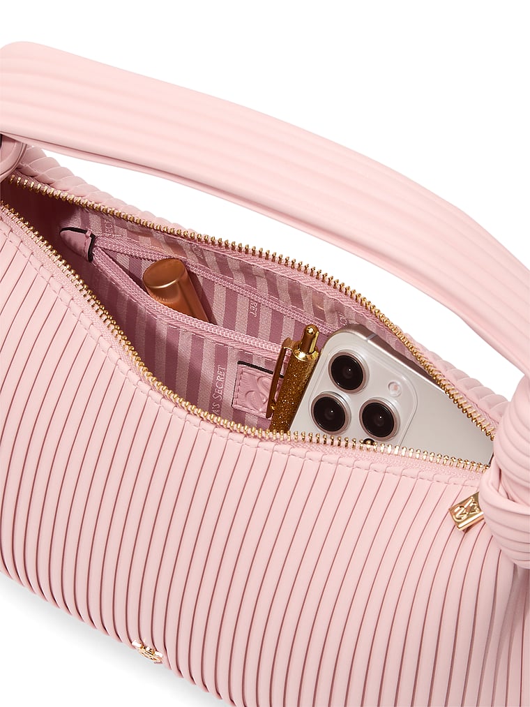 Knotted Top Handle Bag, Chalk Rose, large
