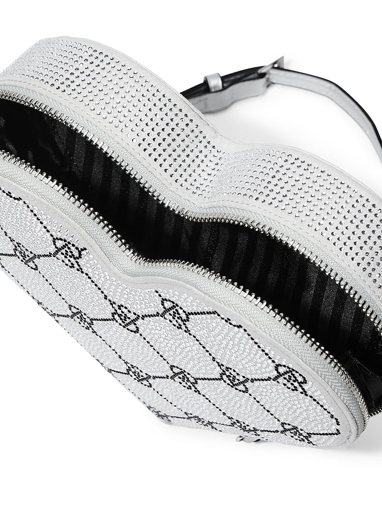 Borsa A Tracolla A Forma Di Cuore, Silver Rhinestone, large
