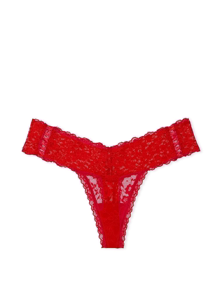 Tanga In Pizzo Con Dettagli Stringati, Lipstick, large