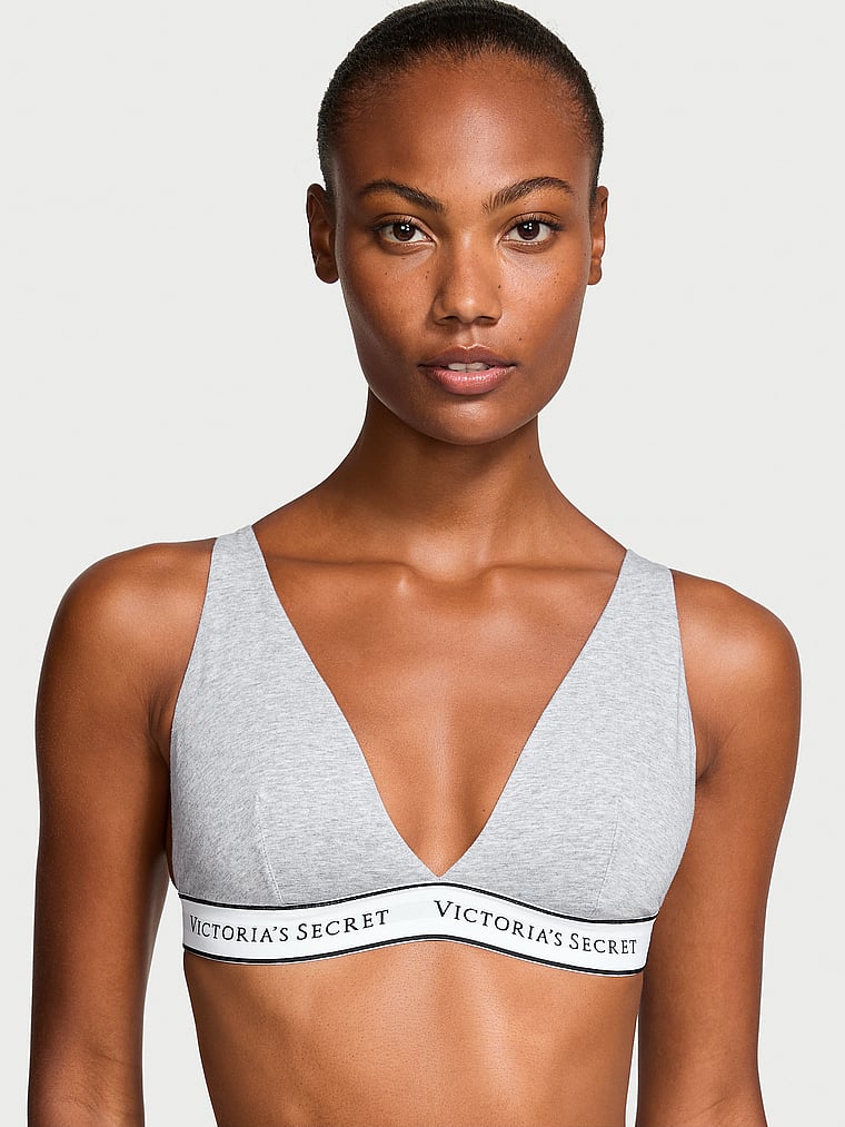 Bralette In Cotone Con Scollatura Profonda E Senza Ferretto, Heather Grey, large