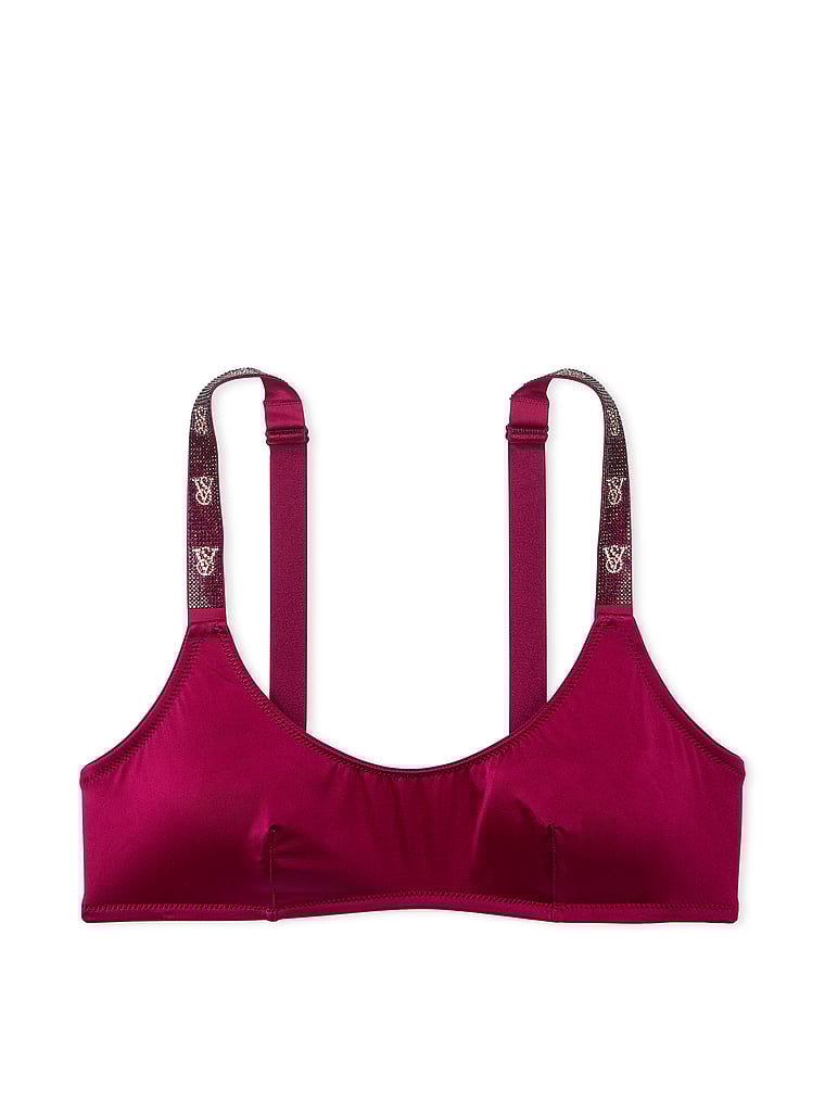 Bralette Con Scollatura Rotonda E Spalline Di Strass, Campari Red, large