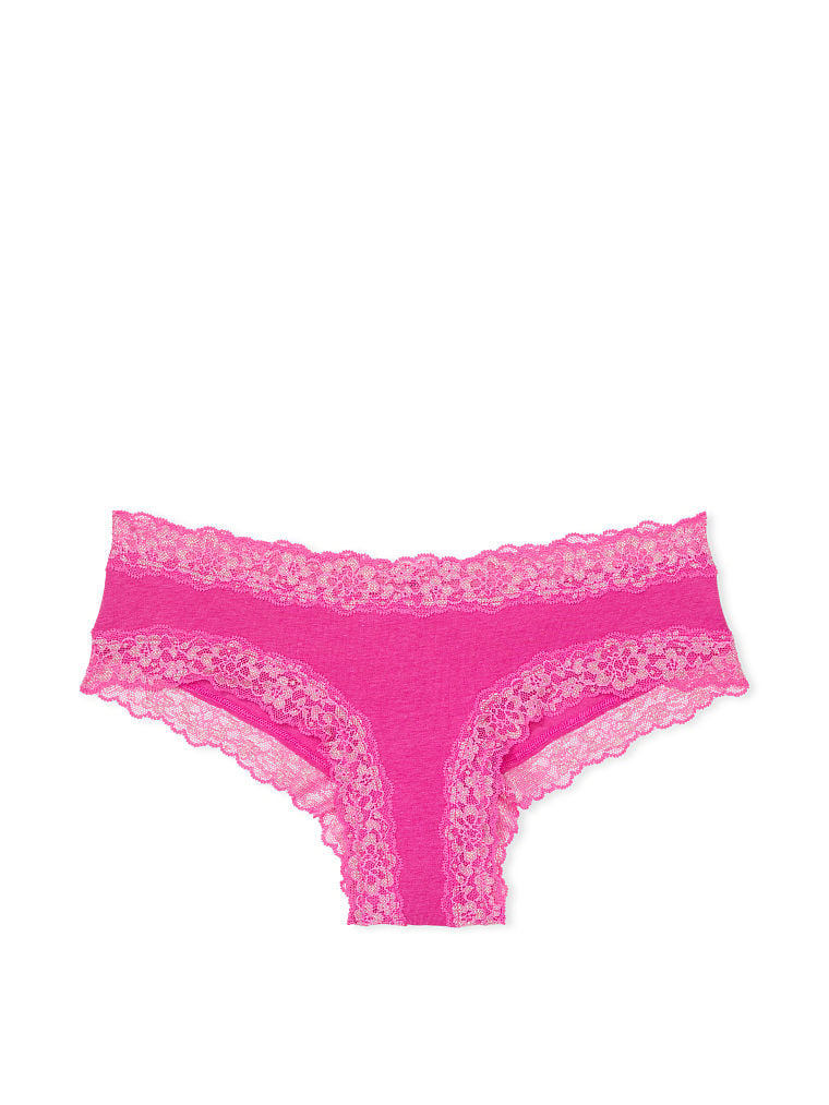 Slip Sgambato In Cotone Con Vita In Pizzo Glitterato, Fuchsia Frenzy, large