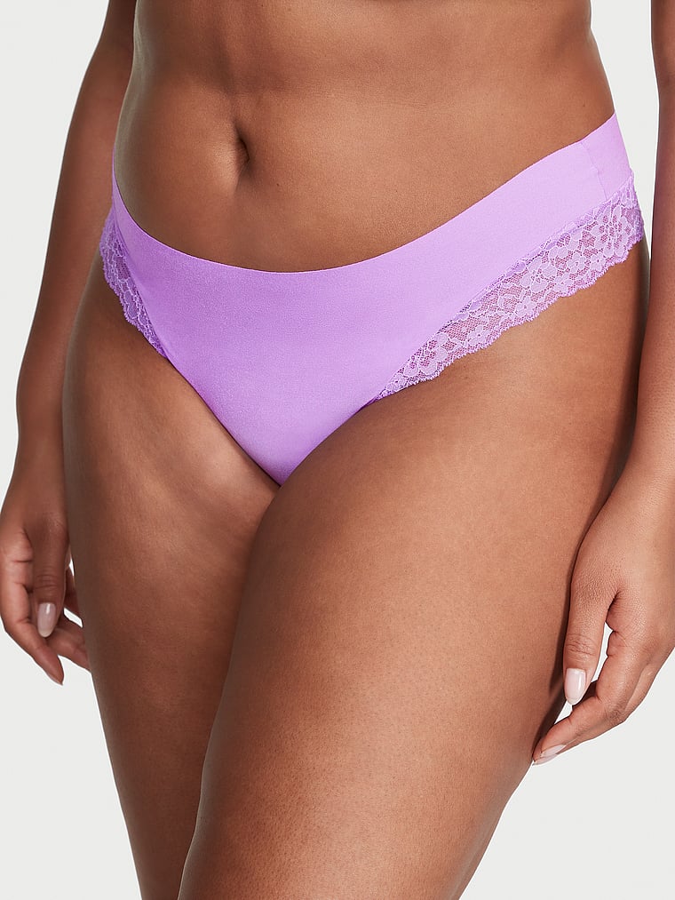 Tanga Invisibile Con Finiture In Pizzo, Purple Paradise, large