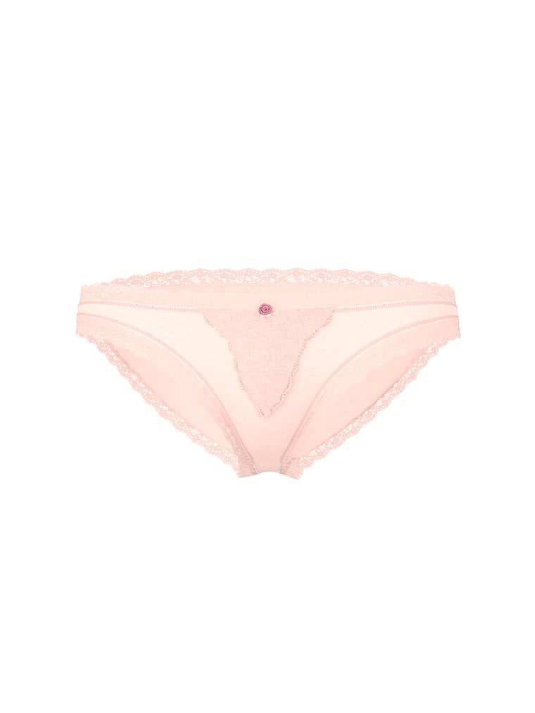 Lace-trim Bikini Panty, Purest Pink, large