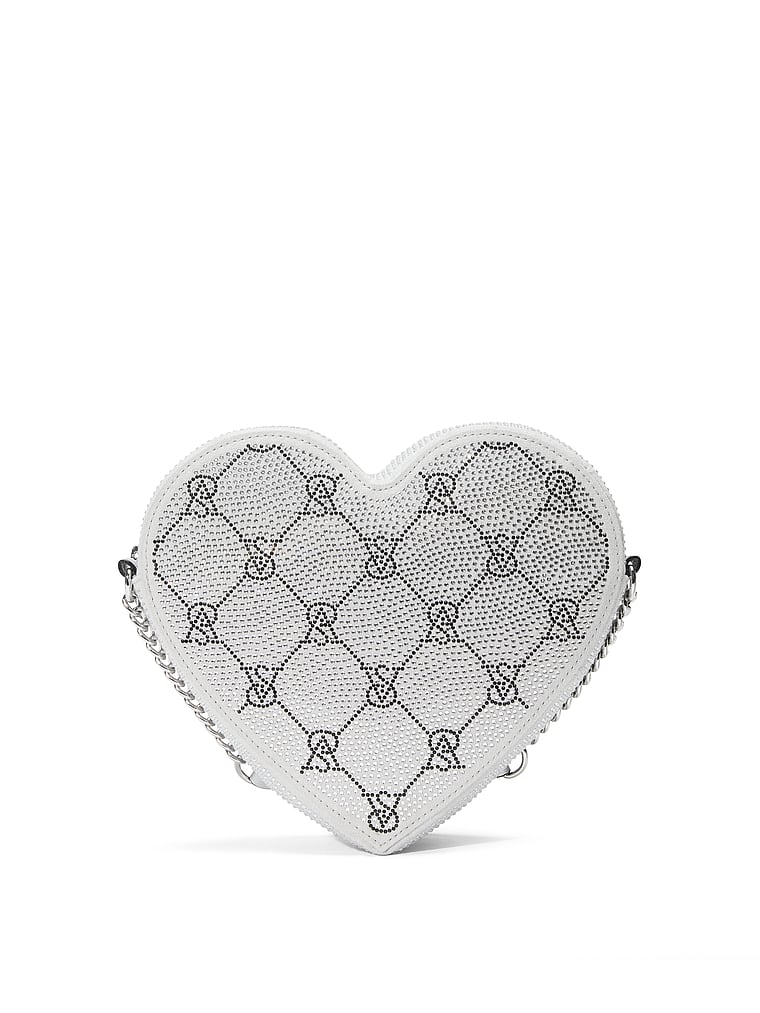 Borsa A Tracolla A Forma Di Cuore, Silver Rhinestone, large