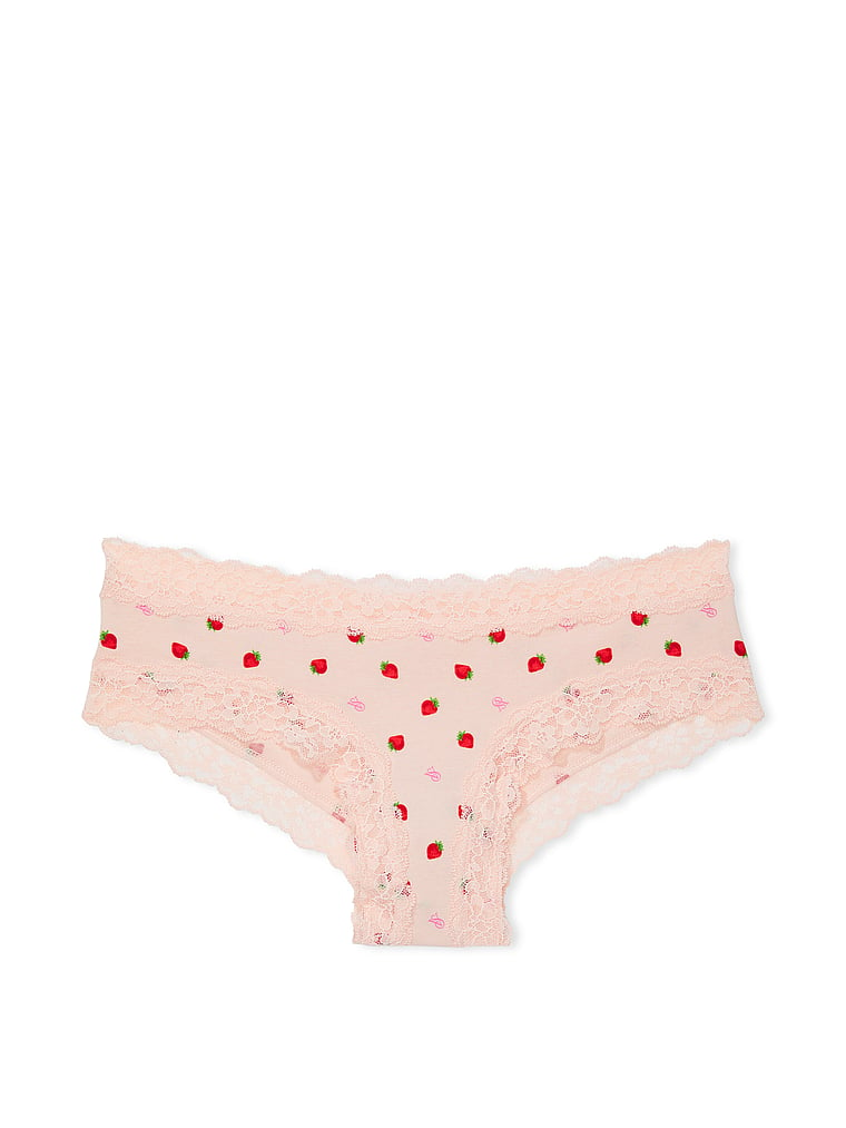 Slip Sgambato In Cotone Con Vita In Pizzo, Purest Pink Strawberries, large