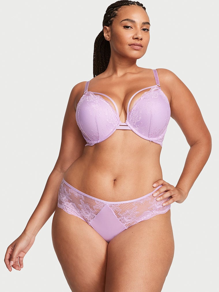 Slip Sgambato Con Finiture In Pizzo, Silky Lilac, large