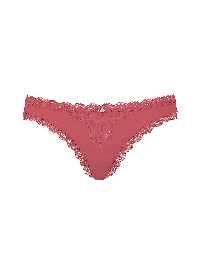 Lace-trim Thong Panty, Seductive Rose, large
