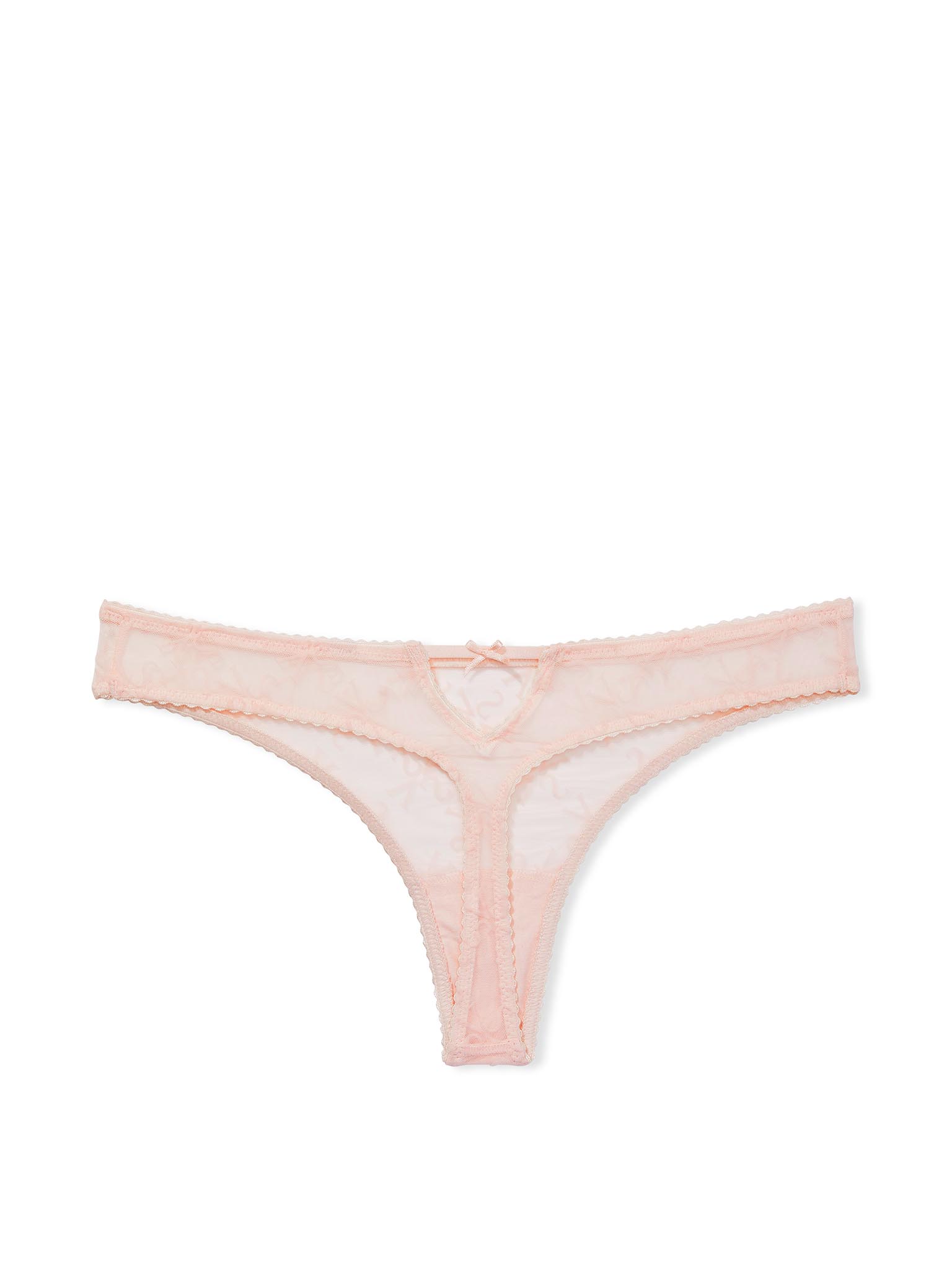 Tanga In Mesh Con Logo Floccato, Pink Flocked Logo, large