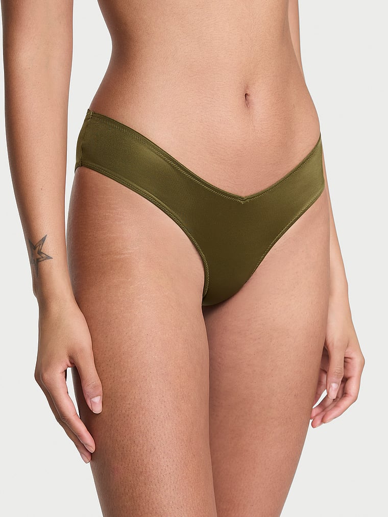 Strappy-back High-leg Cheeky Panty, Green Chameleon, large