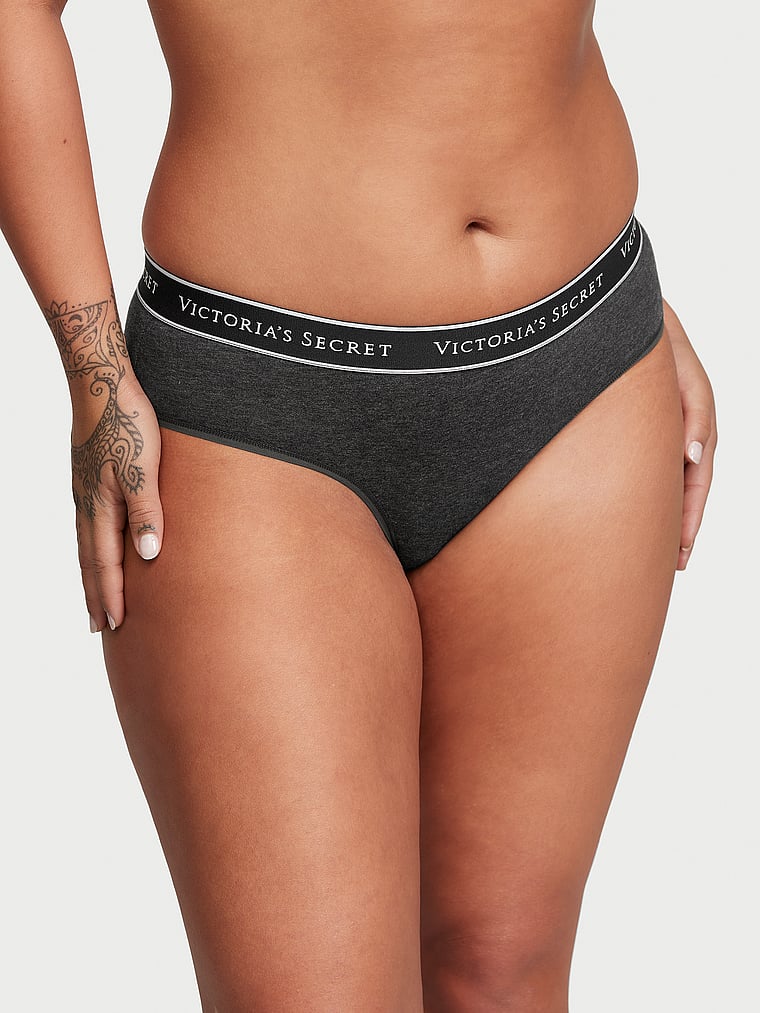 Slip Coprente In Cotone Con Logo, Charcoal Heather Grey, large