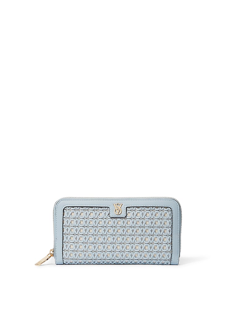 Portafoglio Grande Con Cerniera, Blue Woven, large