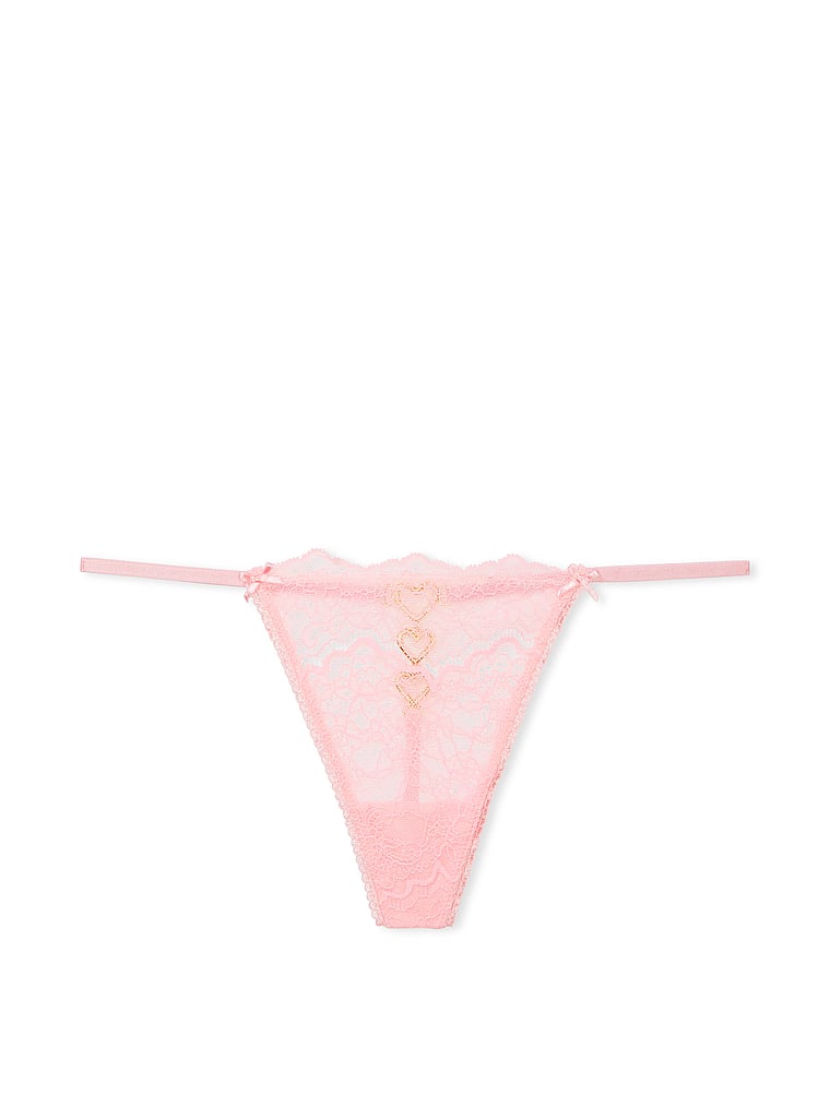 Tanga In Pizzo Con Cuori Metallici Luminosi, Pretty Blossom, large