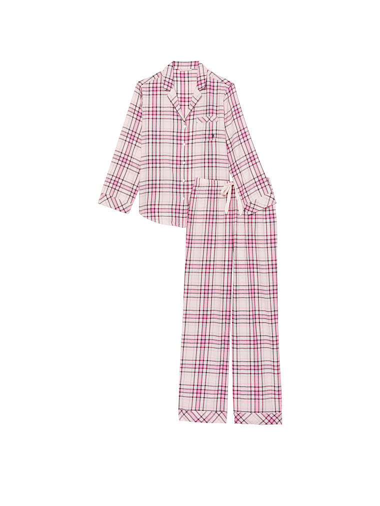 Pigiama Lungo In Flanella, Pink Plaid, large