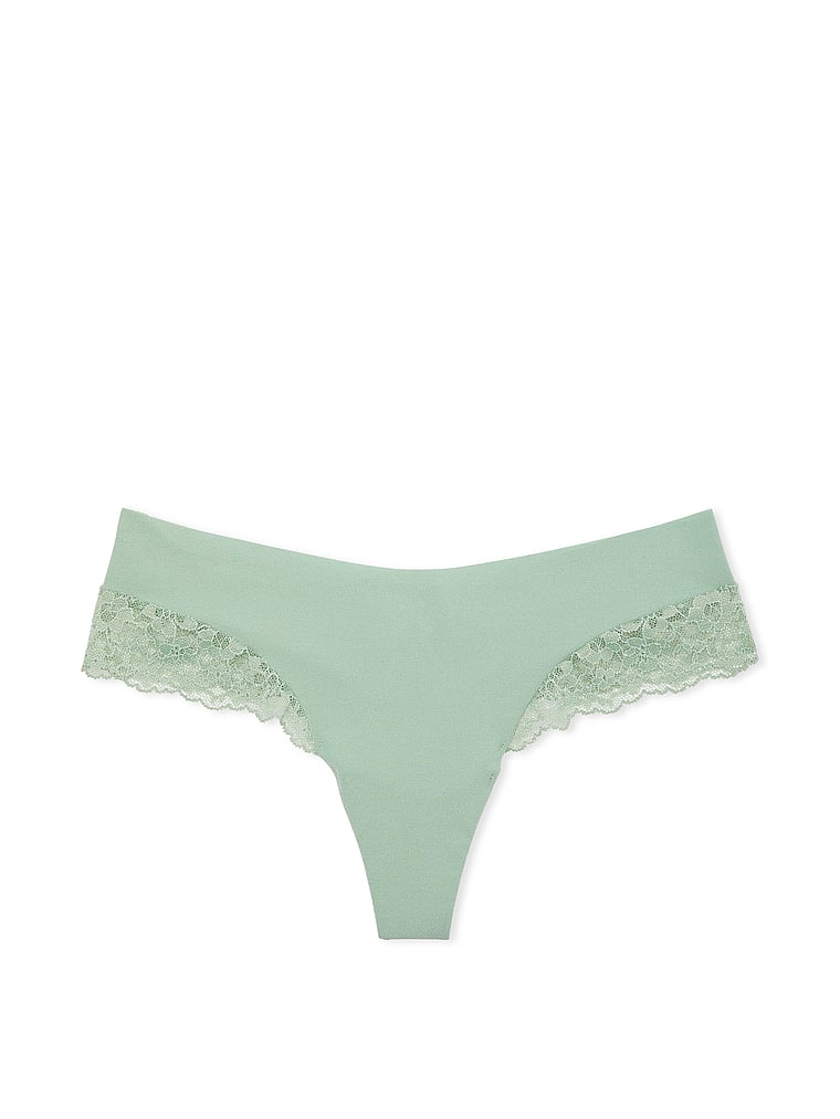 Tanga Invisibile Con Finiture In Pizzo, Green, large