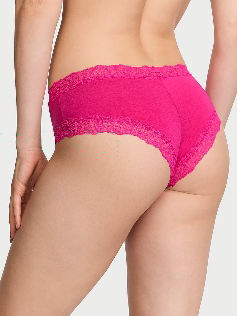 Slip Sgambato In Cotone Con Dettagli In Pizzo, Forever Pink, large