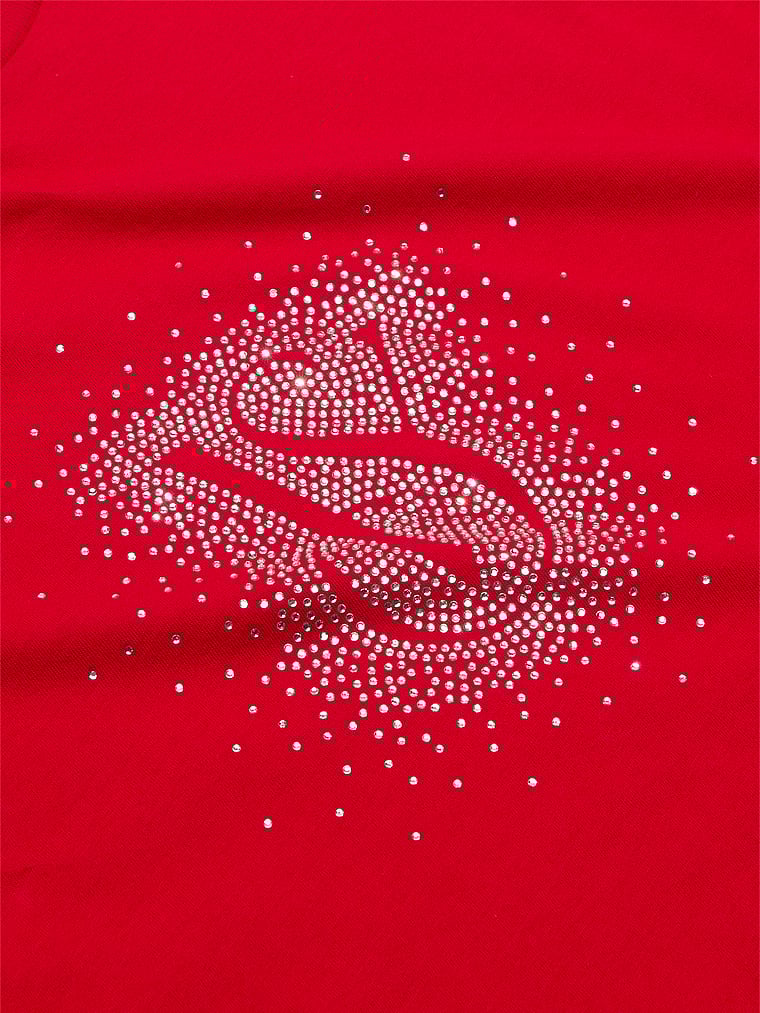 Pigiama Con Pantalone In Flanella E T-shirt A Maniche Lunghe, LIPSTICK LOGO DOTS, large