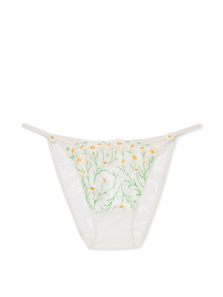 Slip Con Fianchetti Sottili E Ricamo Di Margherite, White Daisies, large