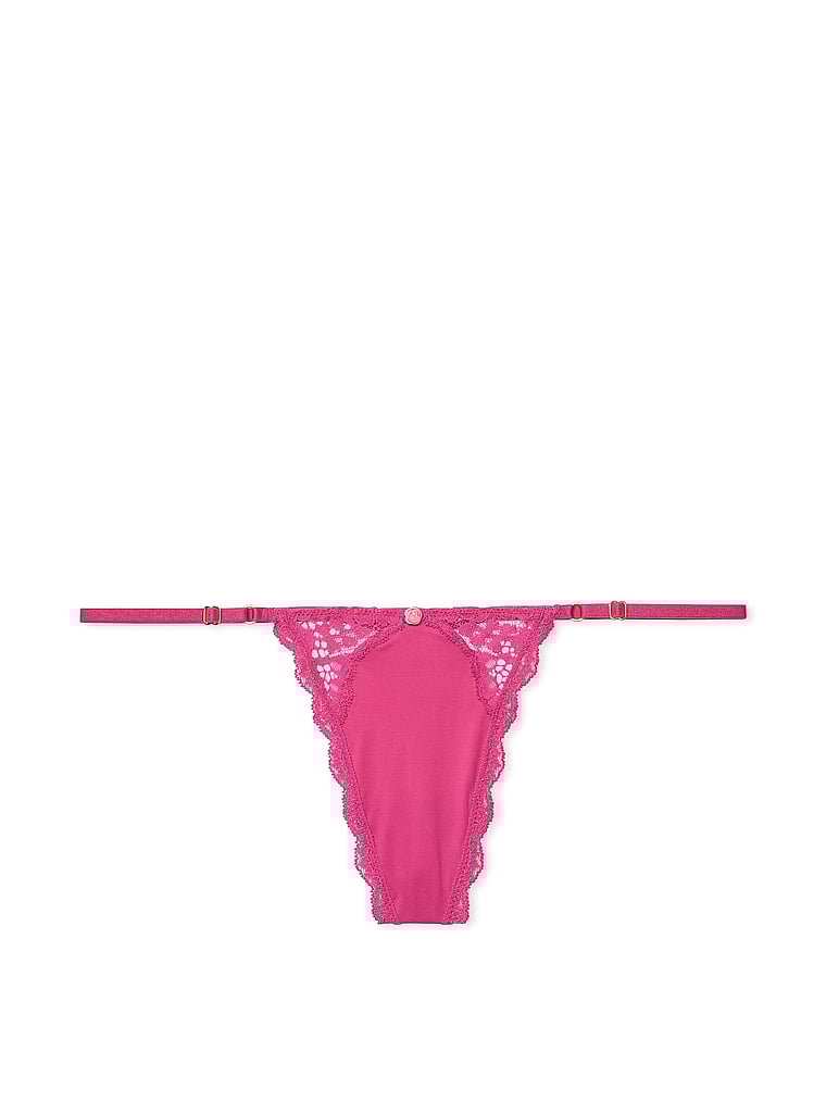 Tanga Regolabile Con Inserti In Pizzo, Luscious Rose, large