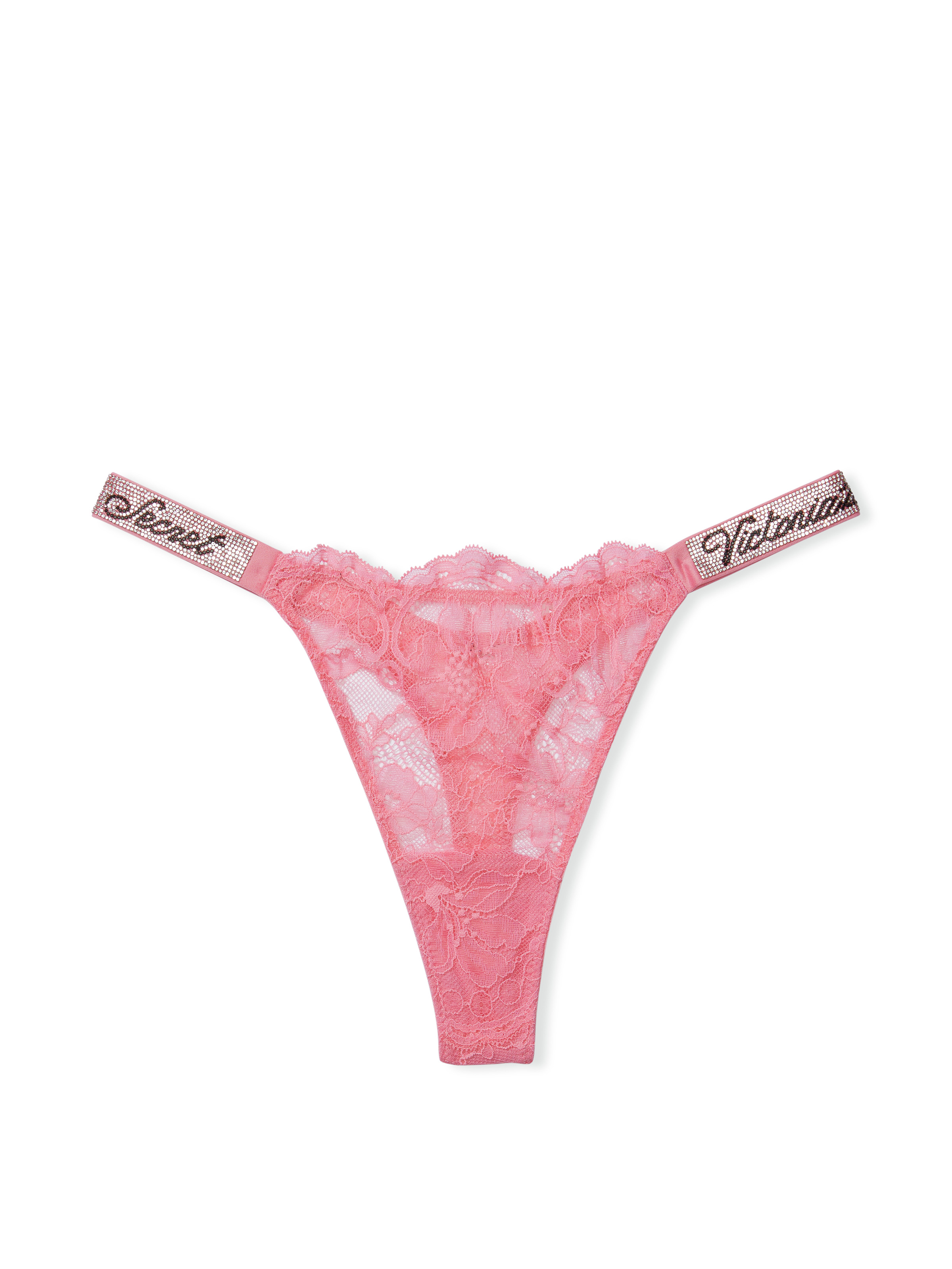 Tanga In Pizzo Con Fianchetti Di Strass, Description, large