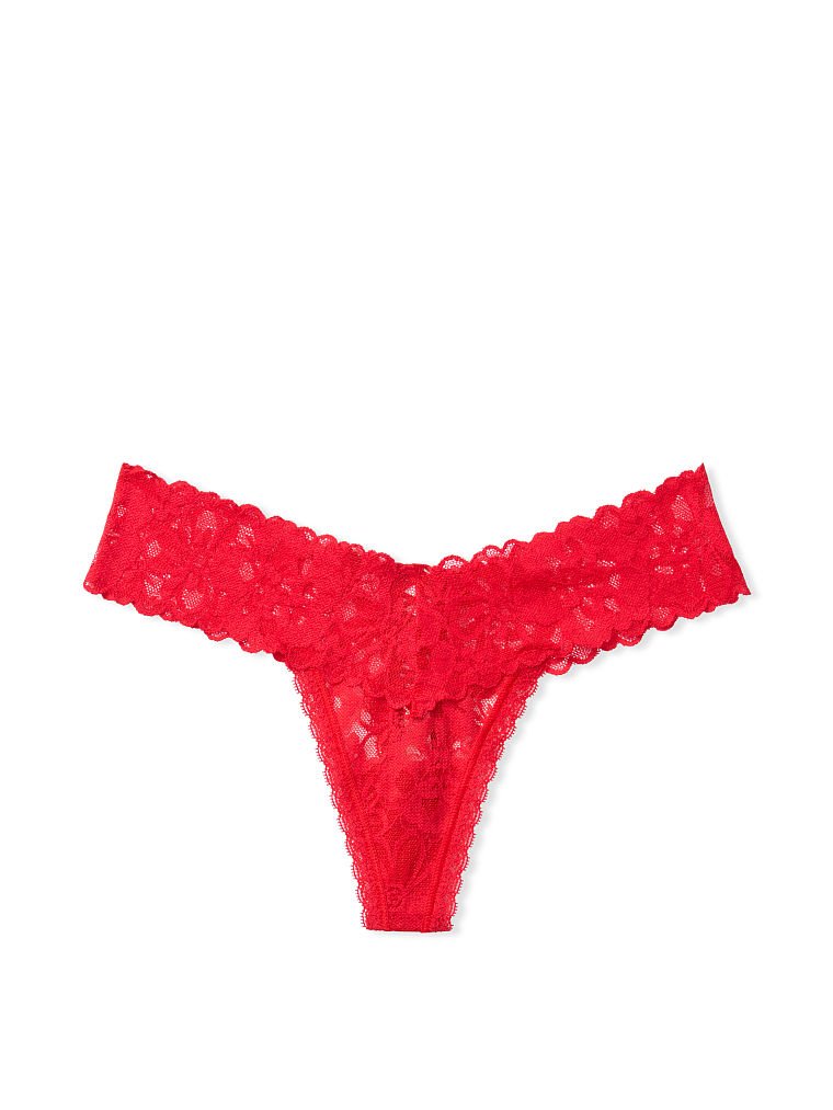 Tanga In Pizzo Con Dettaglio Stringato, Lipstick Red, large