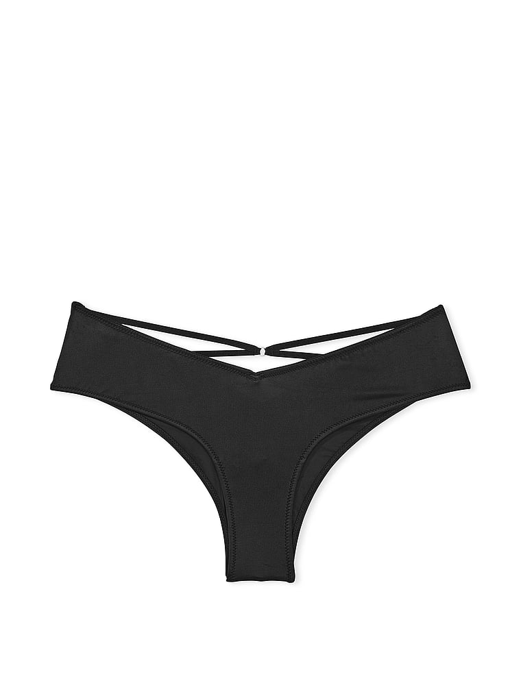 Slip Sgambato Con Laccetti Sul Lato Posteriore, Black, large