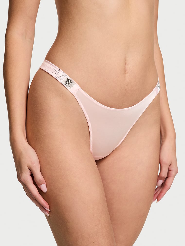 Tanga Liscio Con Fianchetti Tempestati Di Strass, Angel Pink, large