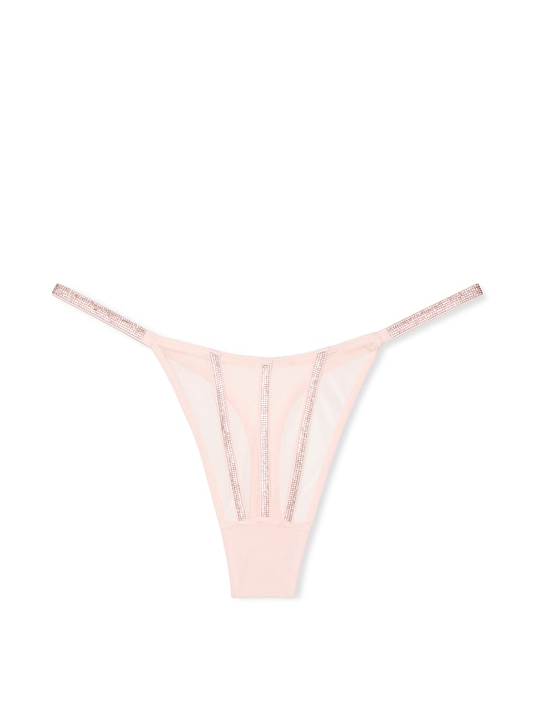 Tanga In Tessuto Trasparente Con Dettagli Luminosi, Angel Pink, large