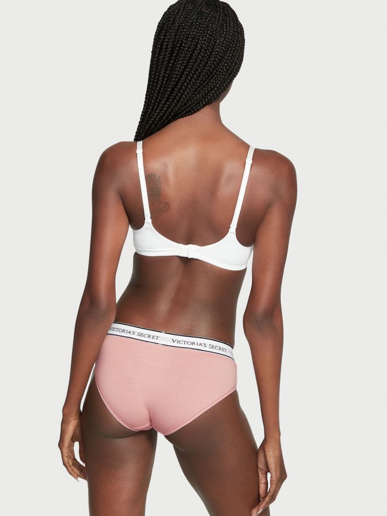 Slip Coprente In Cotone Con Logo, Misty Rose, large