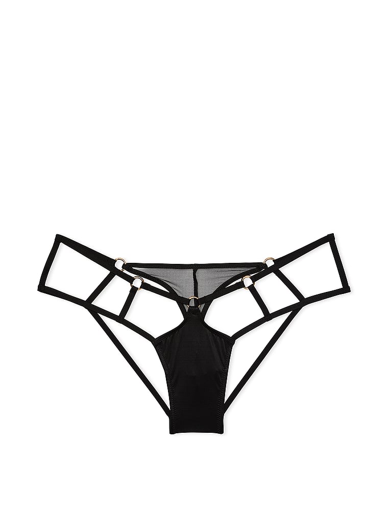 Slip Sgambato Con Particolari Metallici E Laccetti, Black, large