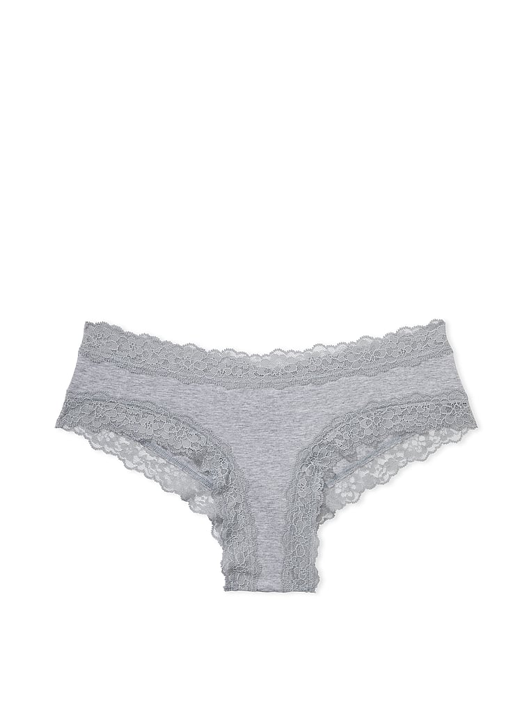 Slip Sgambato In Cotone Con Dettagli In Pizzo, Heather Grey, large