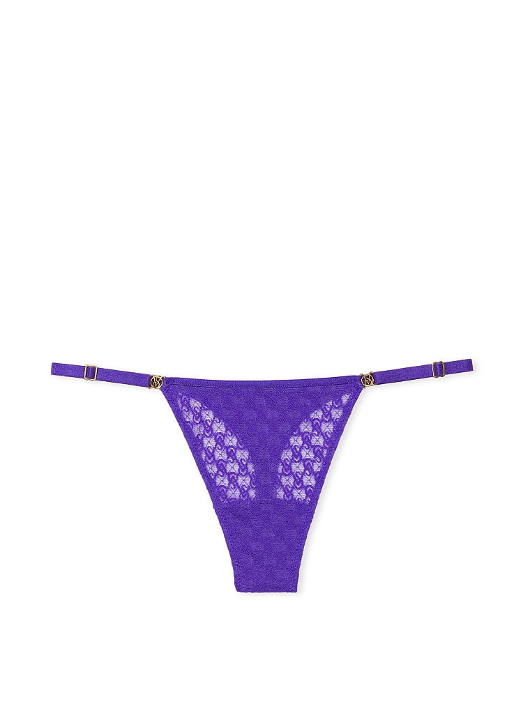 Tanga In Pizzo Con Fianchetti Regolabili Icon By Victoria’s Secret, Purple Shock, large