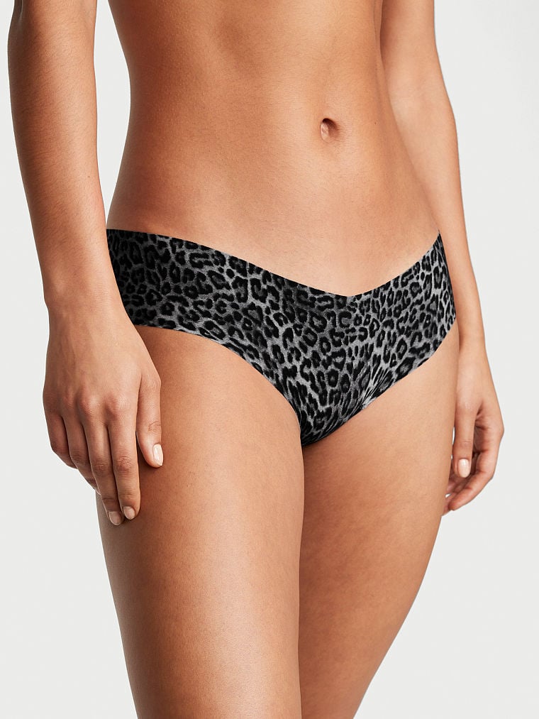 No-show Hiphugger Panty, Black Animal Print, large