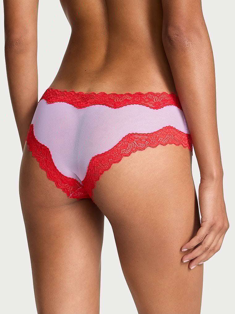 Slip Sgambato In Mesh Tease Con Finiture In Pizzo, Silky Lilac, large