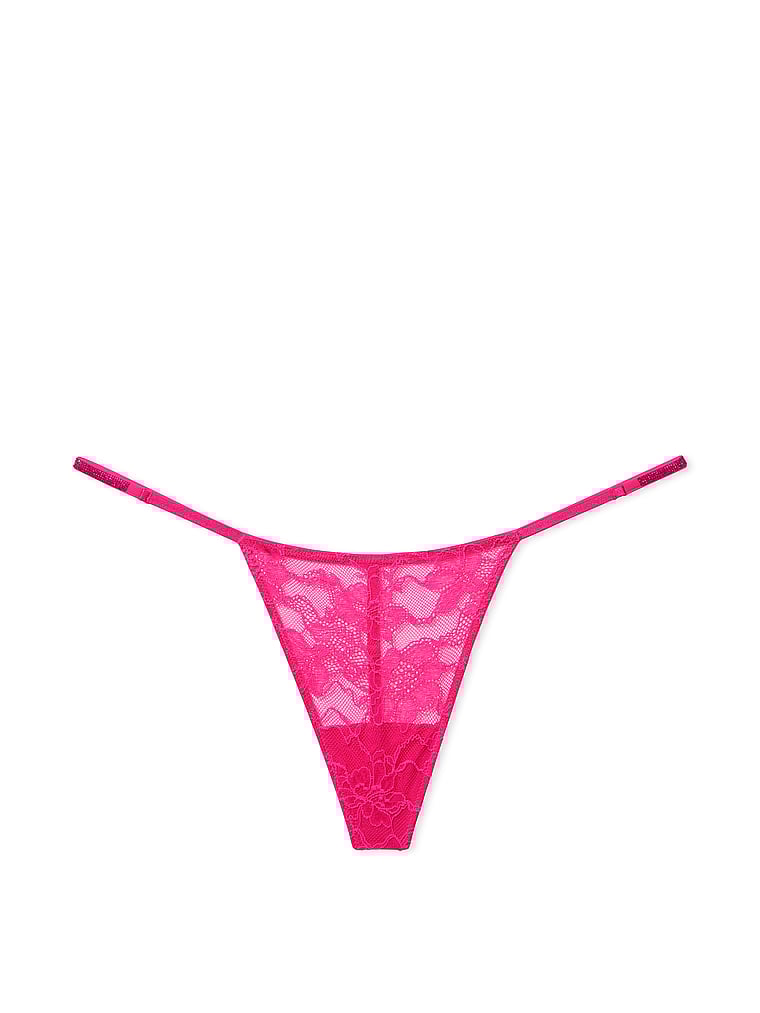 Tanga In Pizzo Con Fianchetti Di Strass, Forever Pink, large