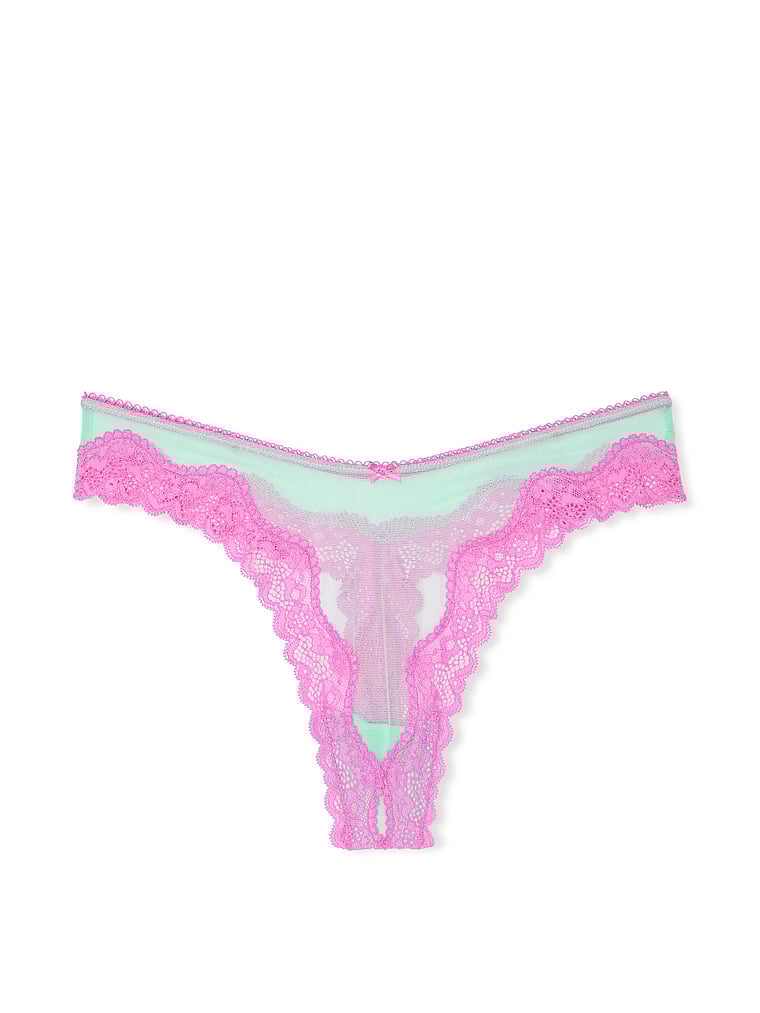 Tanga Sgambato In Mesh Tease Con Finiture In Pizzo, Waterfall & New Peony, large