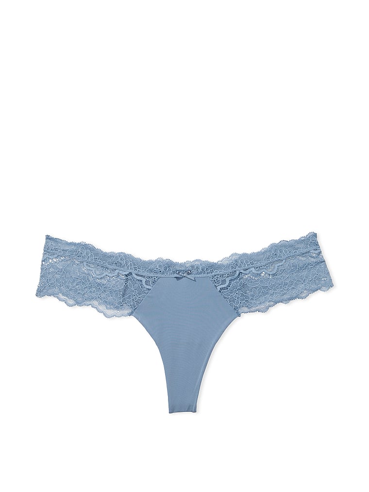 Tanga Con Finiture In Pizzo, Faded Denim, large