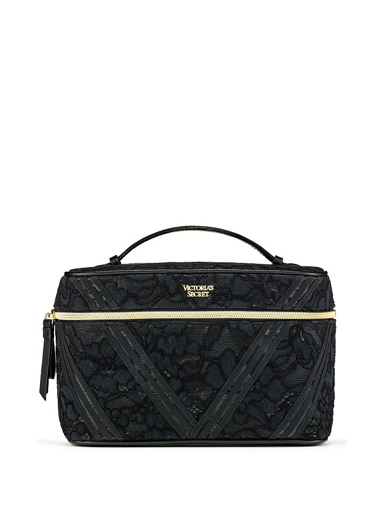 Trousse In Pizzo Floreale, Black, large