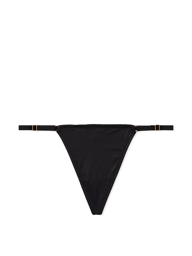 Tanga Regolabile Con Dettaglio Metallico A “v”, Black, large
