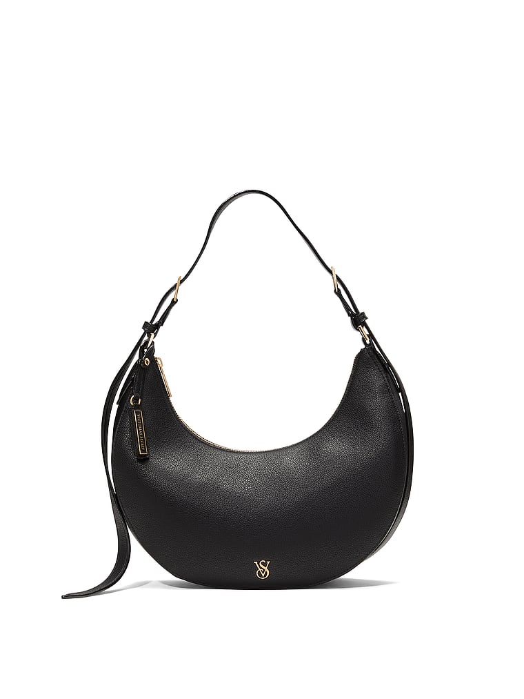Borsa A Spalla A Forma Di Luna Crescente, Black Pebble, large
