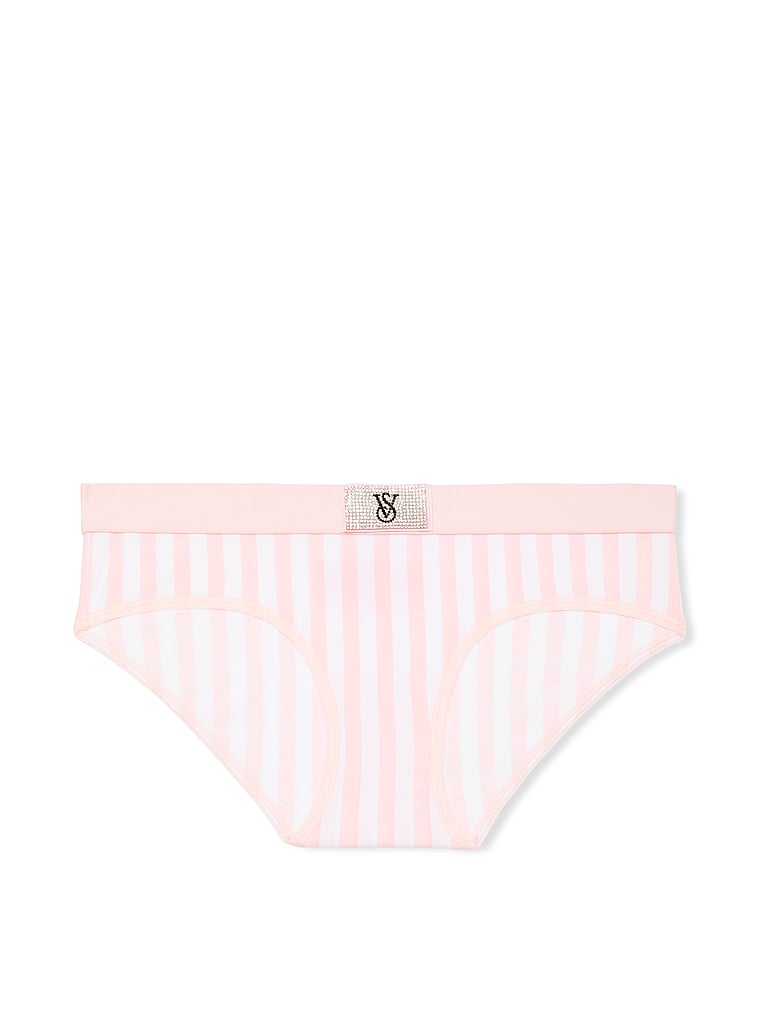Slip Coprente In Cotone Con Dettaglio Di Strass E Logo, Iconic Pink Stripes, large
