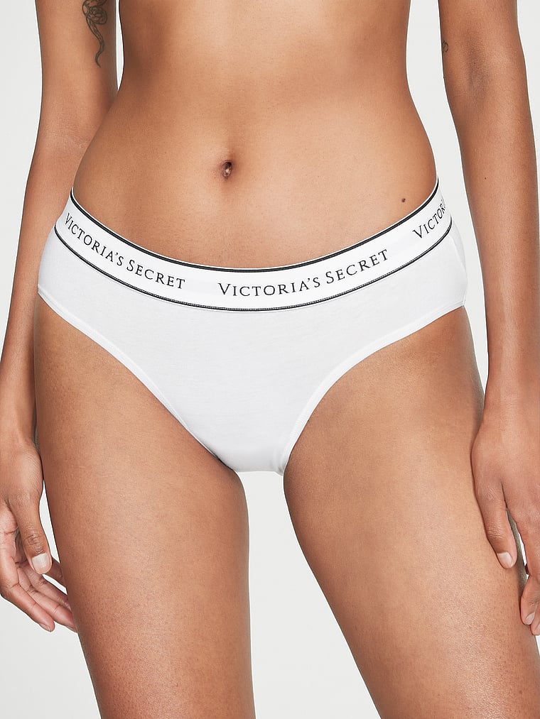 Slip Coprente In Cotone Con Logo, White, large